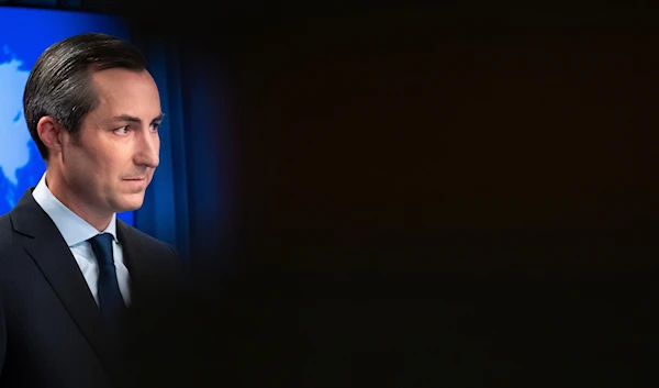 US State Department spokesperson Matthew Miller answers questions during a news briefing at the State Department on Tuesday, July 18, 2023, in Washington. (AP)