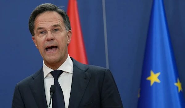 Dutch Prime Minister Mark Rutte speaks during  a press conference at the Serbia Palace, in Belgrade, Serbia, on July 3.2023. (AP)