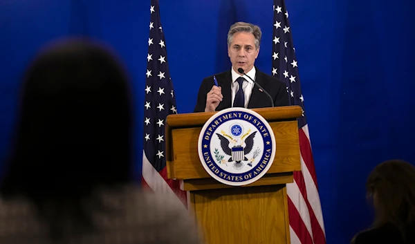 U.S. Secretary of State Antony Blinken participates in a press conference on the sidelines of a G20 ministers meeting, in Rio de Janeiro, Brazil, Thursday, Feb. 22, 2024. (AP)