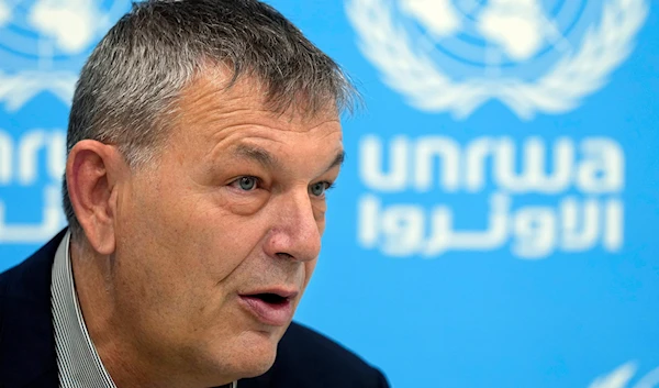 The Commissioner-General of the U.N. agency for Palestinian refugees, Philippe Lazzarini, speaks during an interview with The Associated Press at the UNRWA headquarters in Beirut, Lebanon, Wednesday, Dec. 6, 2023.(AP)