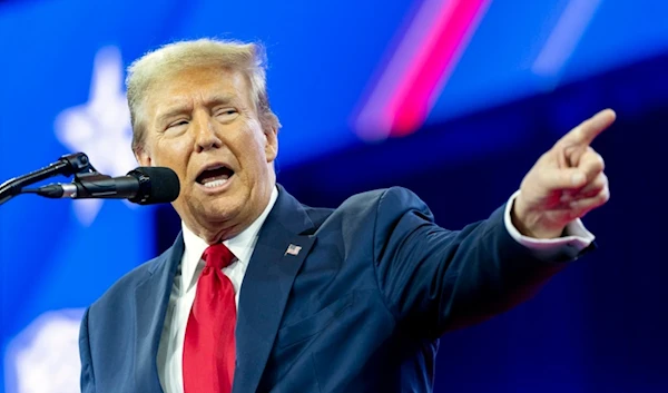 Republican presidential candidate former President Donald Trump speaks during the Conservative Political Action Conference, CPAC 2024, at National Harbor, in Oxon Hill, Md., Feb. 24, 2024. (AP)