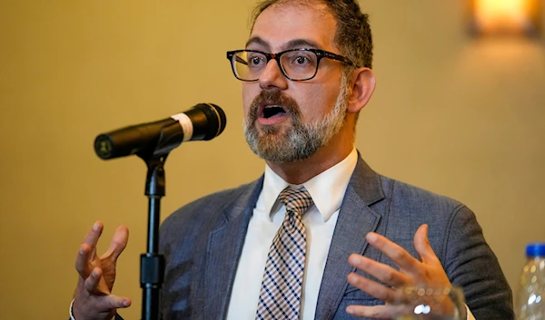 UN Special Rapporteur on the Right to Food Michael Fakhri gives a press conference in Caracas, Venezuela, Wednesday, Feb 14, 2024.(AP)