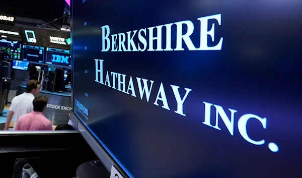 The logo for Berkshire Hathaway Inc. is displayed at a trading post on the floor of the New York Stock Exchange, Wednesday, Aug. 30, 2023.(AP)