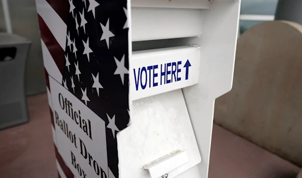 An official ballot drop box is seen at the Warren City Hall, Tuesday, Feb. 27, 2024, in Warren, Mich. (AP Photo/Carlos Osorio)