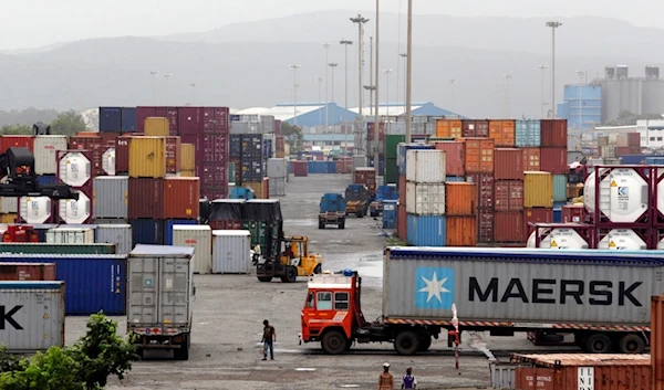 Containers are piled up at a terminal at the Jawaharlal Nehru Port Trust in Mumbai, India, Thursday, June 29, 2017. (AP)