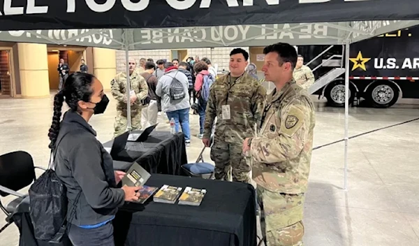 US Army recruiting efforts are seen April 14, 2023, at the Acura Grand Prix of Long Beach, California (US Department of Defense)