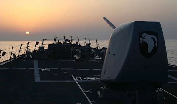 In this photo provided by the U.S. Navy, the Arleigh Burke-class guided-missile destroyer USS Milius (DDG 69) conducts a routine Taiwan Strait transit on Sunday, April 16, 2023. (AP)