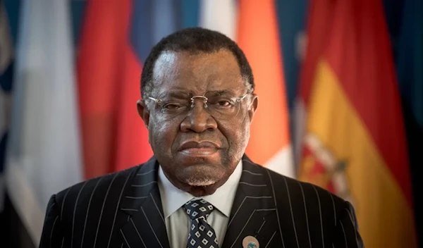 Namibia's President Hage Geingob at the 75th anniversary celebrations of the United Nations Educational, Scientific and Cultural Organization (UNESCO) at its headquarters in Paris on November 12, 2021. (AP)