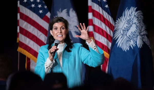 Republican presidential candidate Nikki Haley speaks during a campaign event at New Realm Brewing Co., Feb. 4, 2024, in Charleston, South Carolina (AP)