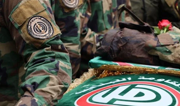 Lebanese Resistance Regiments-Amal during a funeral procession for a martyr in an undated image. (Social media)