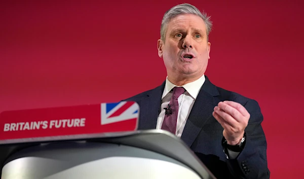 Keir Starmer, Leader of Britain's opposition Labour Party delivers a speech at a business conference in London, Feb. 1, 2024 (AP)