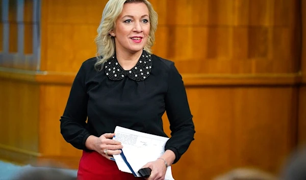 Russian Foreign Ministry spokeswoman Maria Zakharova arrives to attend Russian Foreign Minister Sergey Lavrov's annual news conference in Moscow, Russia, Wednesday, Jan. 18, 2023. (AP)