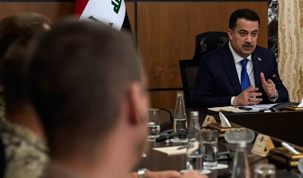 Iraqi Prime Minister Mohammed Shia al-Sudani, chairs the 1st session of negotiations between Iraq and the US to wind down the International Coalition mission in Baghdad, Iraq, Jan. 27, 2024. (AP)