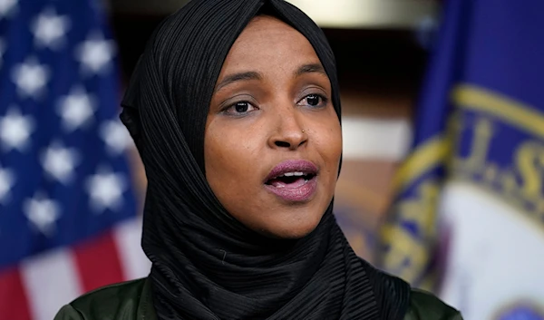 Rep. Ilhan Omar, D-Minn., speaks to reporters during a news conference at the Capitol in Washington, Nov. 30, 2021. (AP)