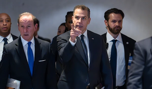 Hunter Biden with attorney Abbe Lowell, left, leaves after a closed-door deposition in the Republican-led investigation into the Biden family, on Capitol Hill in Washington, Feb. 28, 2024. (AP)