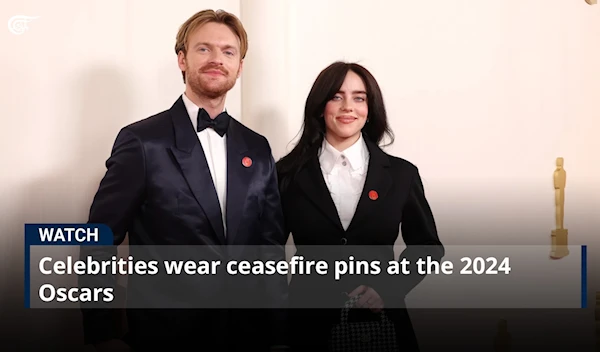 Celebrities wear ceasefire pins at the 2024 Oscars