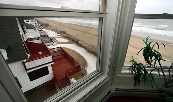 This Feb. 15, 2019 photo shows a view out the window of an oceanfront condo in Salisbury, Massachusetts (AP)