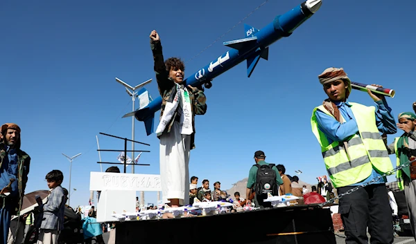 Houthi supportsersattend a rally against the U.S.-led strikes on Yemen and Israel's war in Gaza Strip, in Sanaa, Yemen, Friday, Feb. 23, 2024. (AP)