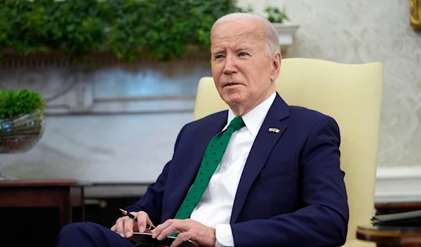 President Joe Biden meets with Irish Prime Minister Leo Varadkar in the Oval Office of the White House, Friday, March 15, 2024 in Washington. (AP Photo/Evan Vucci)