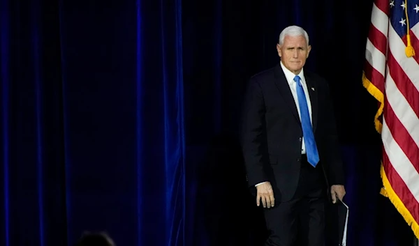 Former Vice President Mike Pence speaks at an annual leadership meeting of the Republican Jewish Coalition, Saturday, Oct. 28, 2023, in Las Vegas. (AP)