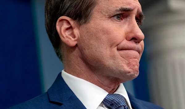 White House national security communications adviser John Kirby takes a question from a reporter during a press briefing at the White House in Washington, Friday, March 1, 2024. (AP)