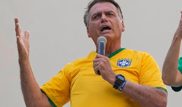 Former President Jair Bolsonaro addresses supporters during a rally in Sao Paulo., Brazil, Sunday, Feb. 25, 2024.(AP)