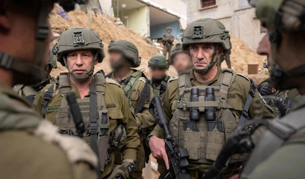 This handout picture released by the Israeli army on December 23, 2023 reportedly shows the Israeli army's Chief of the General Staff Herzi Halevi (C-R) during a situational assessment with Israeli army soldiers in Khan Yunis. (AFP)