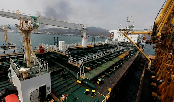 Iranian oil tanker Fortune is anchored at the dock of the El Palito refinery near Puerto Cabello, Venezuela, May 25, 2020. (AP)