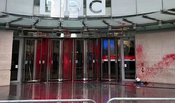 BBC building covered in red paint (X/Victoria Derbyshire)