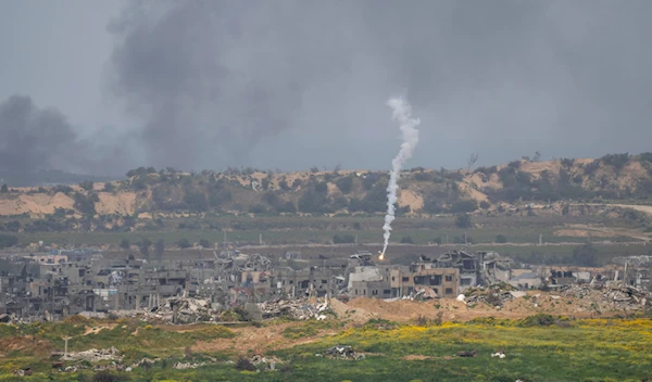 An Israeli flare is seen over the Gaza Strip on March 18, 2024. (AP)