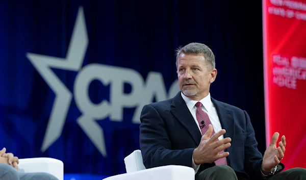 Erik Prince, founder of the private security firm Blackwater, speaks at the Conservative Political Action Conference, CPAC 2023, March 4, 2023, at National Harbor in Oxon Hill, Maryland (AP)