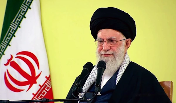 Leader of the Islamic Revolution Ayatollah Seyyed Ali Khamenei addresses the nation on the occasion of the Persian New Year in Tehran on March 20, 2024. (@Khamenei_m)