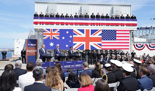 UK Prime Minister, meets with US President Joe Biden and Prime Minister of Australia Anthony Albanese at Point Loma naval base in San Diego, US, Monday, March 13, 2023, as part of AUKUS. (AP)