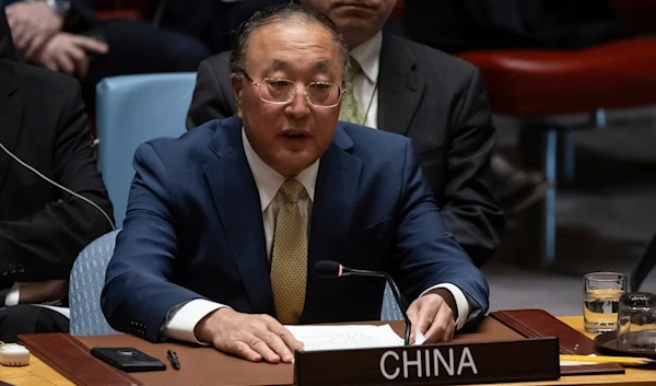 Zhang Jun, Ambassador and Permanent Representative of China to the United Nations, speaks during a Security Council meeting at United Nations headquarters, Friday, March. 22, 2024. (AP)