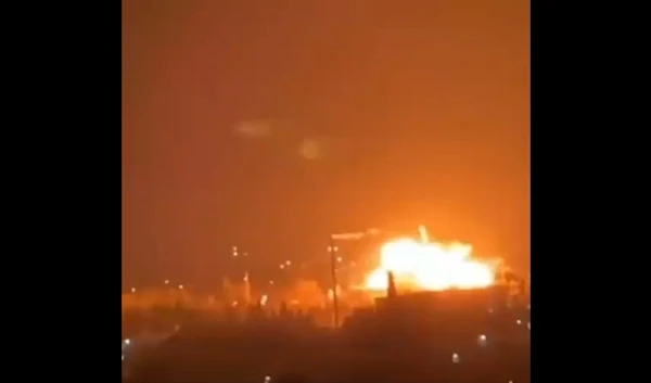 Moment a Ukrainian shell was recorded hitting the city. (Screengrab)