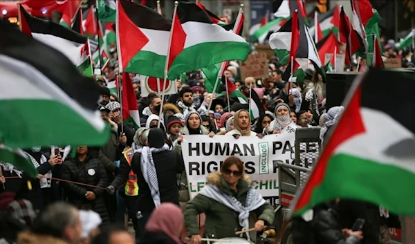 Canadian students participating in a protest for Palestine (Anadolu)