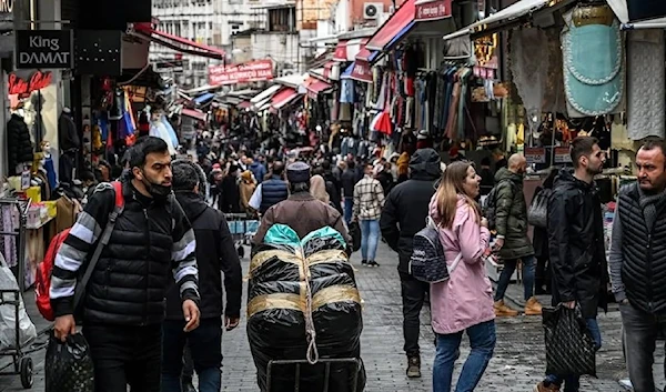 Mahmoud Pasha area, one of the largest textile shopping centers in Istanbul, Turkey (AFP)