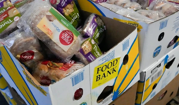 Recovered food is prepared to be distributed at a mobile food bank at Feeding Westchester in Elmsford, N.Y., Wednesday, Nov. 15, 2023. (AP)