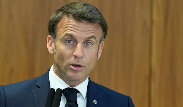 France's President Emmanuel Macron gives a joint statement with Brazilian President Luiz Inacio Lula da Silva at Planalto presidential palace in Brasilia, Brazil, Thursday, March 28, 2024. (AP)