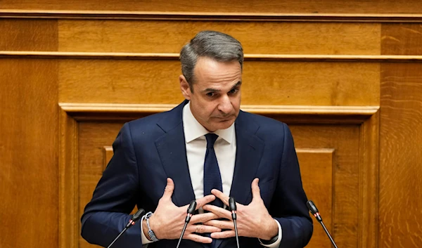 Greece Prime Minister Kyriakos Mitsotakis speaks during a parliament session in Athens, on Thursday, March 28, 2024. (AP)