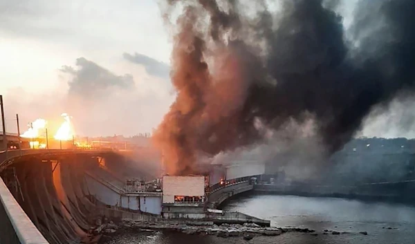 Wreckage of electric infrastructure on the Dnipro Dam in Zaporizhia, Ukraine, on March 22, 2024. (@USAmbKyiv)