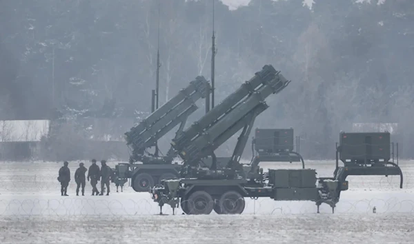 Patriot missile launchers acquired from the US last year are seen deployed in Warsaw, Poland on February 6, 2023. (AP)