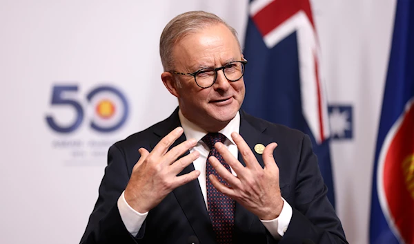 Australian Prime Minister Anthony Albanese gestures during a press conference at the ASEAN-Australia Special Summit in Melbourne, Australia, Tuesday, March 5, 2024. (AP)