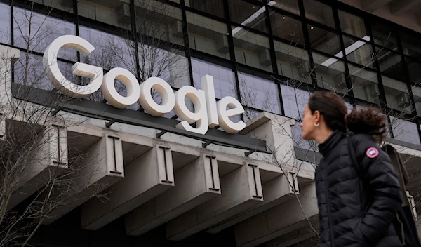 People walk past the recently opened Google building in New York, Monday, Feb. 26, 2024. (AP)