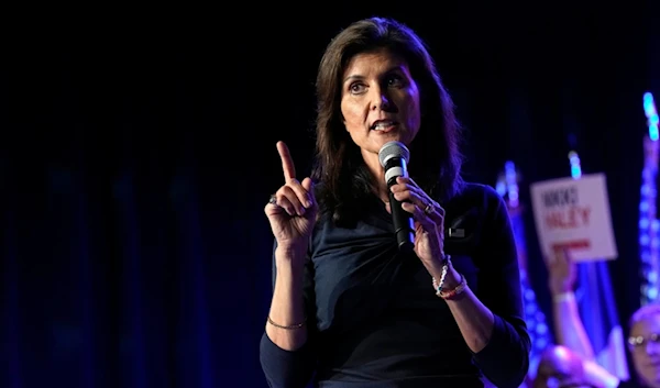 Republican presidential candidate former UN Ambassador Nikki Haley makes comments at a campaign event in Forth Worth, Texas, Monday, March 4, 2024. (AP)