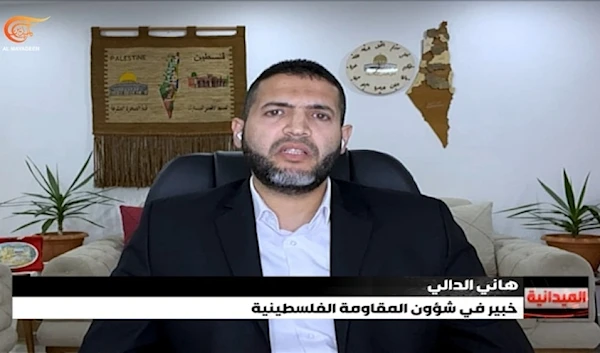 Hani al-Dali, an expert on Palestinian Resistance affairs, speaking to Al Mayadeen on March 7, 2024. (Al Mayadeen)