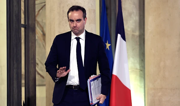 French Defense Minister Sebastien Lecornu waits at the Elysee Palace Thursday, Jan. 26, 2023 in Paris. (AP)