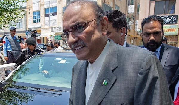 In this June 10, 2019 file photo, former Pakistani President Asif Ali Zardari leaves the High Court building, in Islamabad, Pakistan (AP)