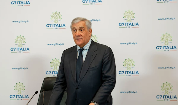 Italian Foreign Minister Antonio Tajani arrives at a press conference on G7 at the Foreign Ministry in Rome, on Wednesday, Jan. 17, 2024. (AP)