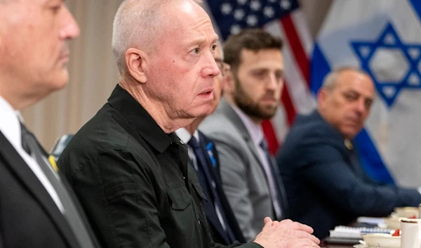 Israeli Security Minister Yoav Gallant, second from left, meets with Defense Secretary Lloyd Austin at the Pentagon, Tuesday, March 26, 2024, in Washington. (AP Photo/Jacquelyn Martin)